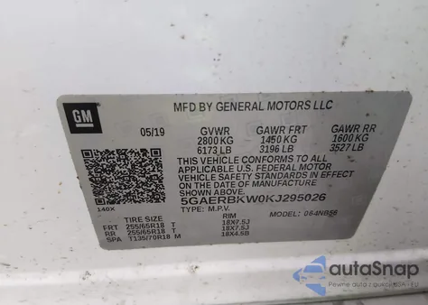 2019 Buick Enclave Fwd Essence из США, поврежденный, VIN 5GAERBKW0KJ295026